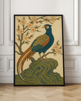 Blue Pheasant and Blossoms