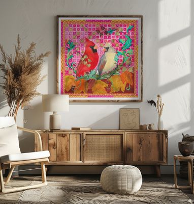 Autumn Cardinal Birds