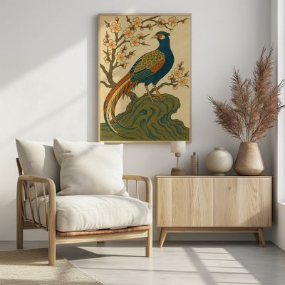 Blue Pheasant and Blossoms