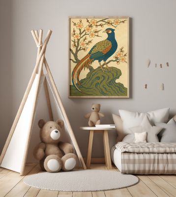 Blue Pheasant and Blossoms