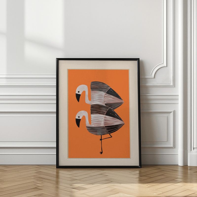 Stylized Orange Flamingos