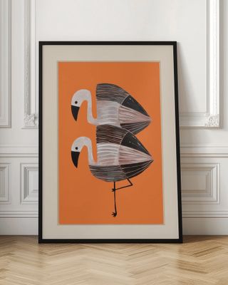 Stylized Orange Flamingos