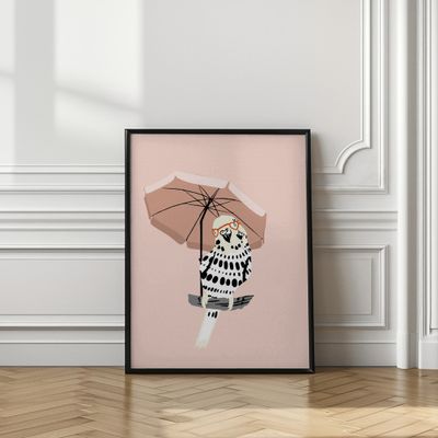 Stylish Budgie Under Umbrella