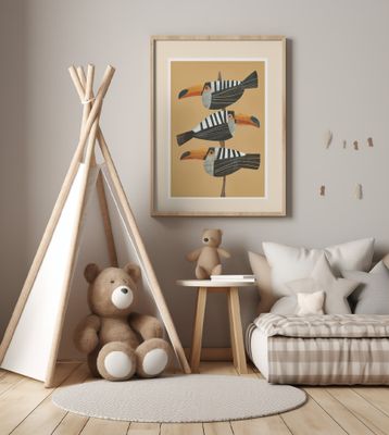 Stacked Tropical Toucans