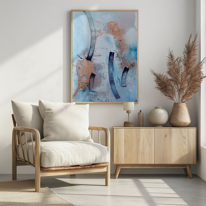 Fluid Blue Copper Abstract
