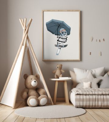 Stylish Budgie Under Umbrella