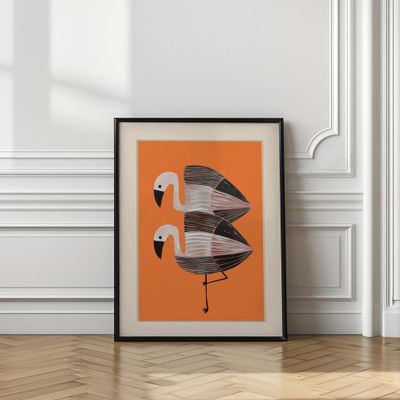 Stylized Orange Flamingos