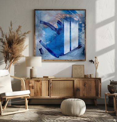 Fluid Blue Gold Abstract