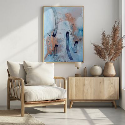 Fluid Blue Copper Abstract