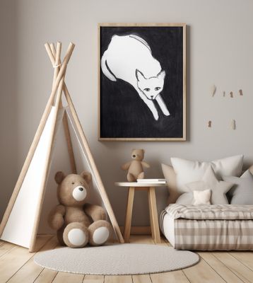 Minimalist White Cat