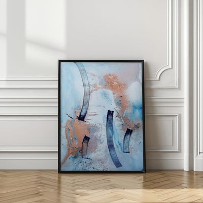Fluid Blue Copper Abstract