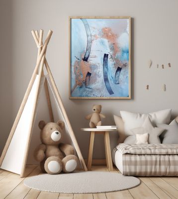 Fluid Blue Copper Abstract