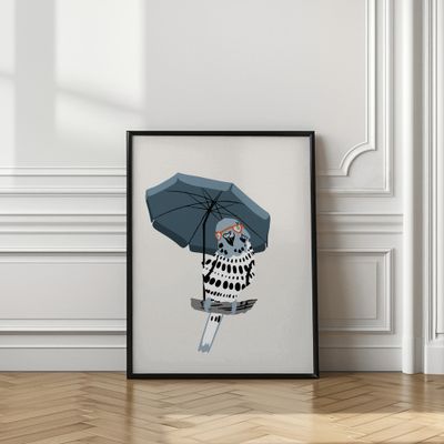 Stylish Budgie Under Umbrella