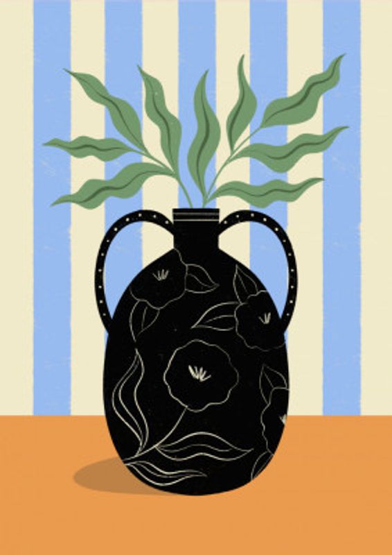 Leaves in Patterned Vase