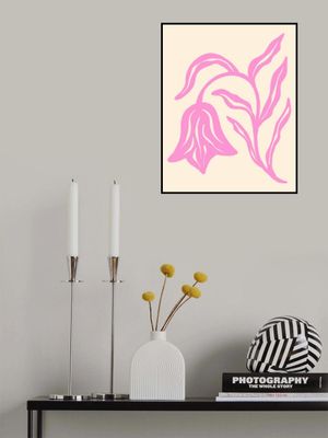 Stylized Pink Tulip  And Leaves