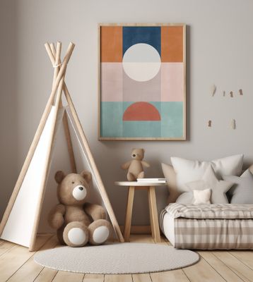 Abstract Geometric Artwork With Earthy Tones