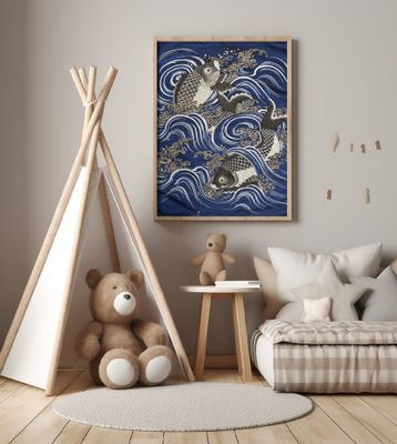 Carp In Waves During Meij Period