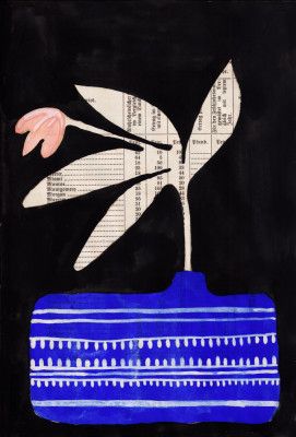 A flower in luminous blue vase