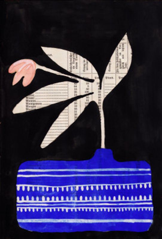 A flower in luminous blue vase