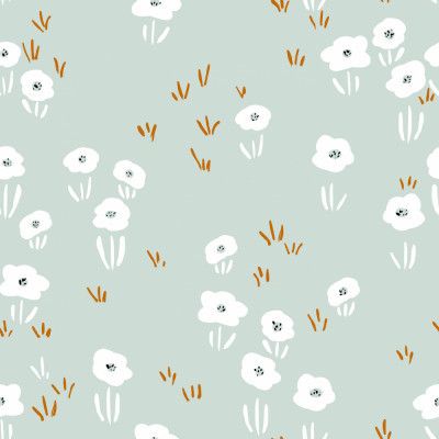 Minimalistic Wildflower Meadow Mint Pattern