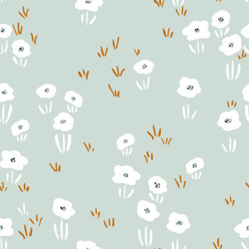 Minimalistic Wildflower Meadow Mint Pattern
