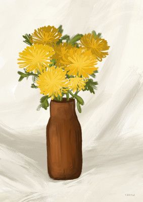 Vase of Flowers in Yellow