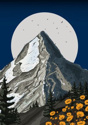 Switzerland Ski Capped Mountain