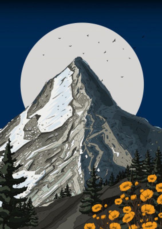 Switzerland Ski Capped Mountain