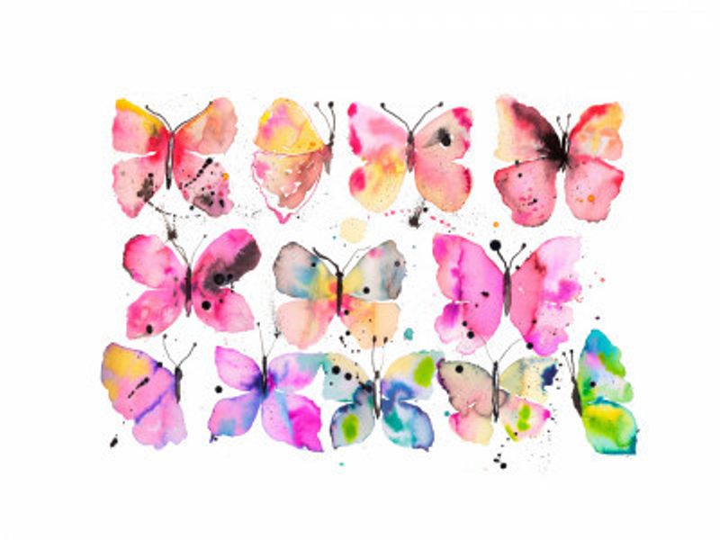 Butterflies Splatter Watercolor
