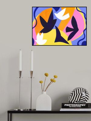 Abstract Blue and White Birds