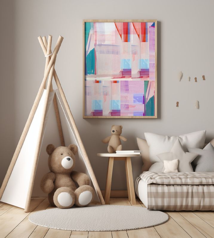 Blue Pink Shapes No1