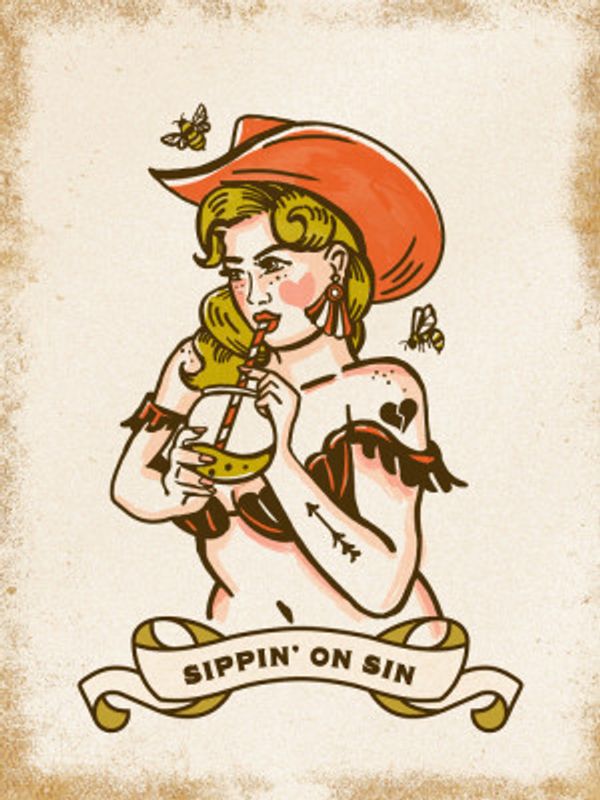 Sippin On Sin Cute &amp; Sassy Cowgirl Art