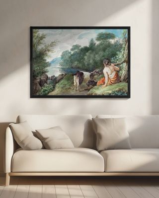 Shepherdess With Goats In a Landscape With a Lake