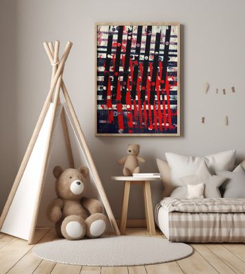 Bold Red and Black Vertical Lines