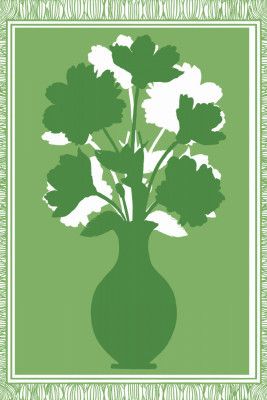 Green Vase with Silhouetted Flowers