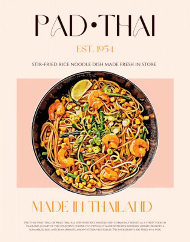 Elegant Illustration of Pad Thai