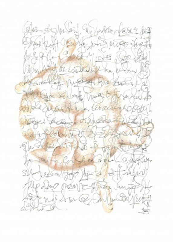 Asemic writing Ode To a Cat