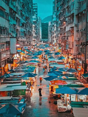 Mong Kok Market on a Rainy Night