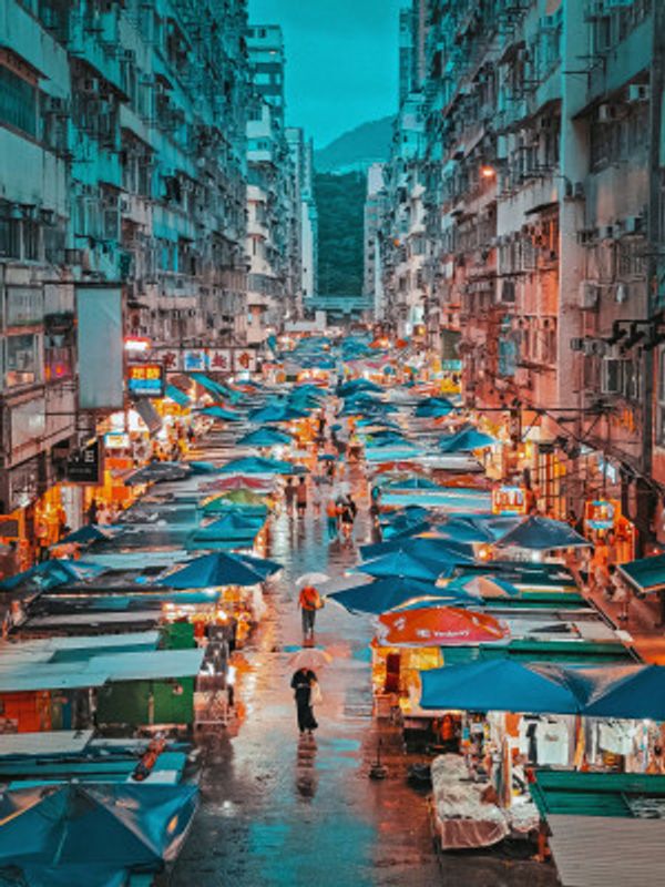 Mong Kok Market on a Rainy Night