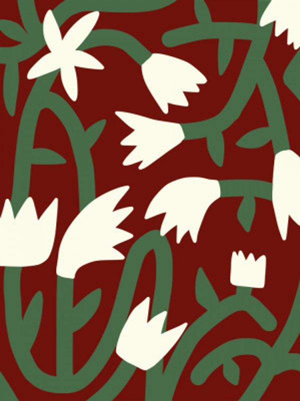 Bold Floral Pattern with Abstract Flowers