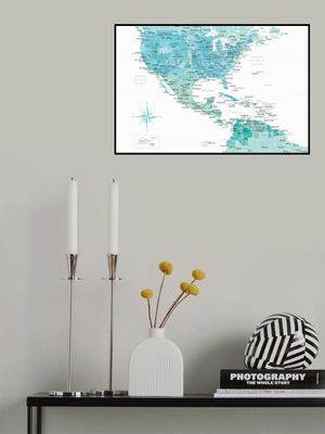 Aquamarine map of USA and Mexico