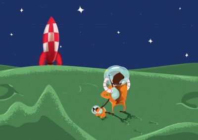 Astronaut Dog Walker