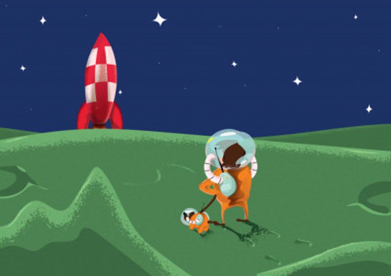 Astronaut Dog Walker