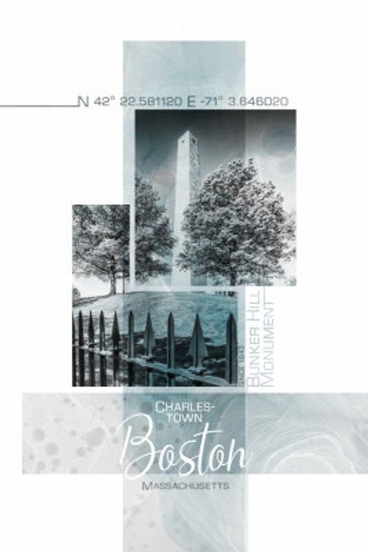 Poster Art BOSTON Bunker Hill Monument | turquoise marble