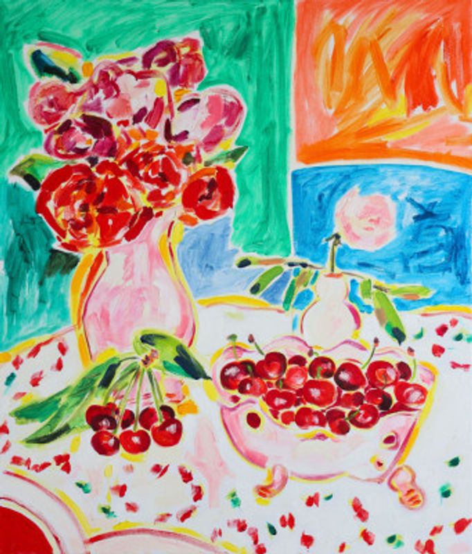 First Cherries, Tamara Jare, oil on canvas