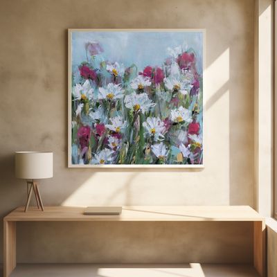 White Daisies and Pink Blossoms