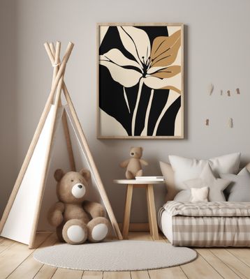 Black and beige floral