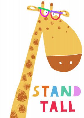Stand Tall! Cute Giraffe with Colorful Glasses by Artist Carla Daly