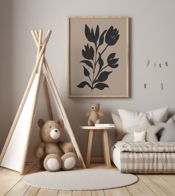 Black Tulips Modern Botanical Silhouette