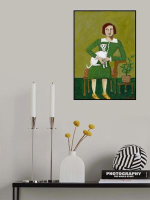 Vintage Lady with her white dog